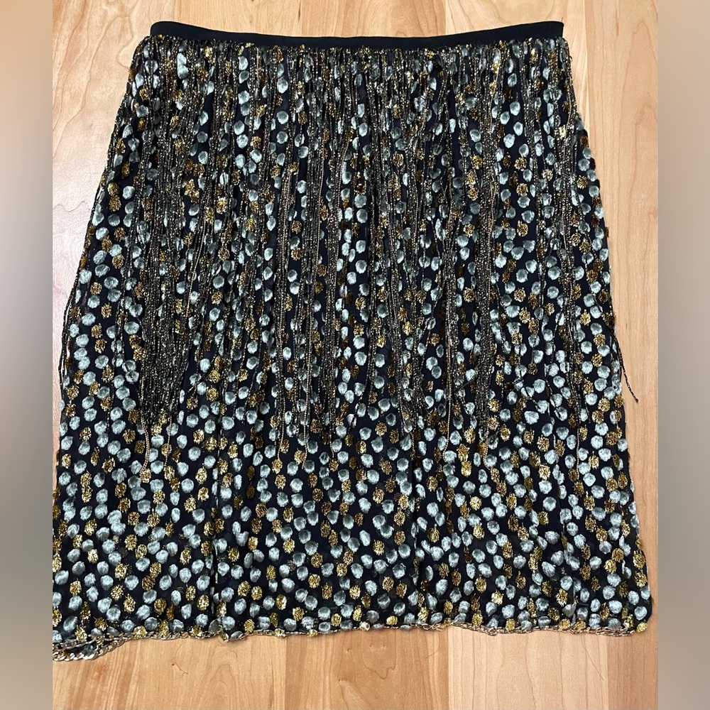Elie Tahari A-line Skirt with Opulent Tassels Appliqués Cocktail Statement Sz 10